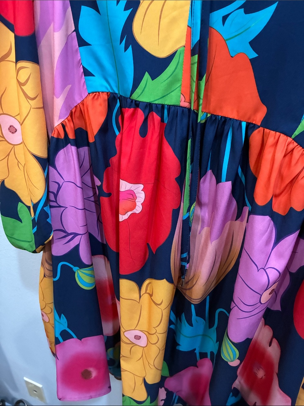 entro Navy Floral Midi Dress with Bright Multicolor Blooms - Picture 5 of 10